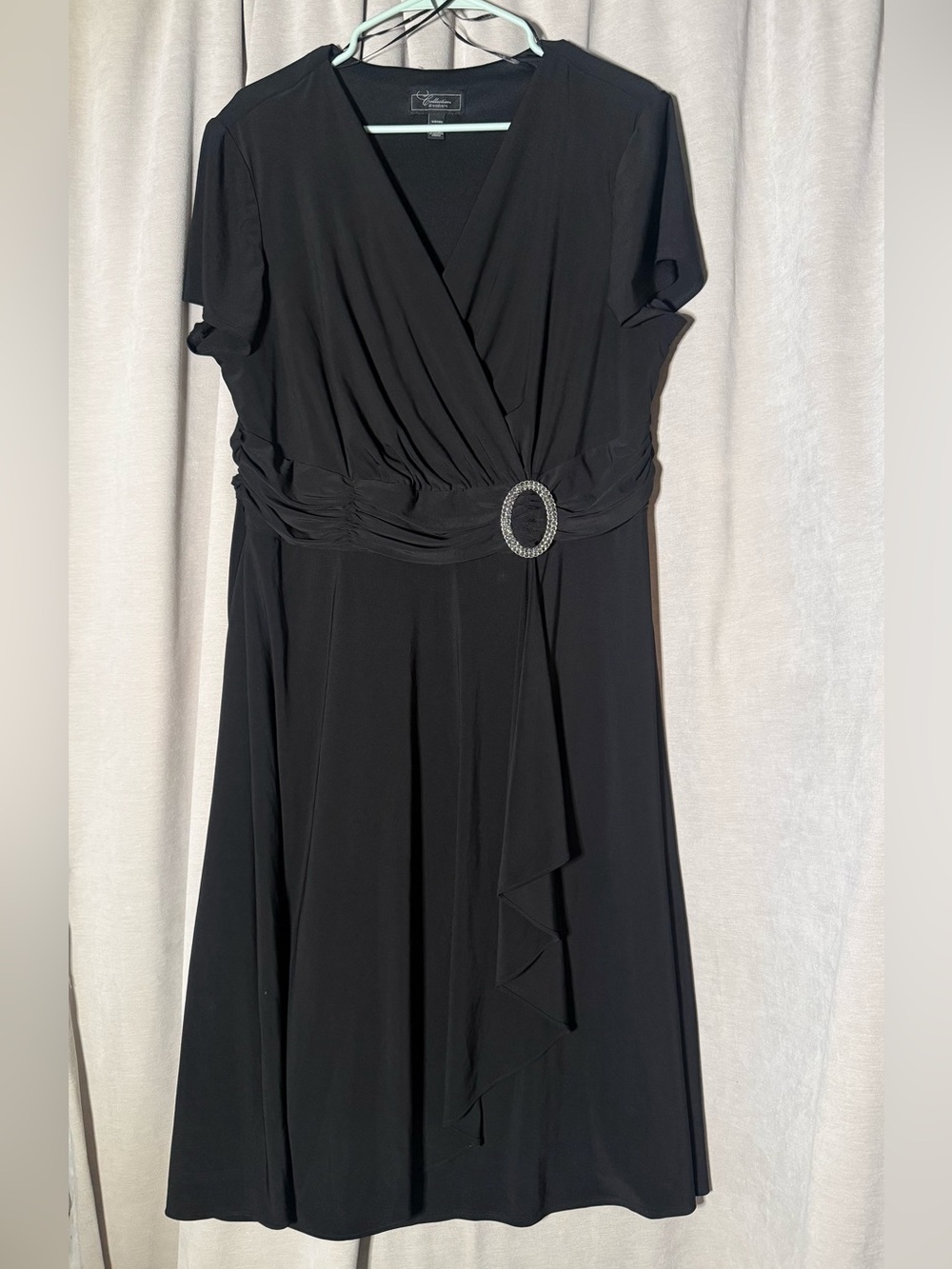 Dressbarn Black Short Sleeve Ruffle Cascade Wedding Guest Cocktail Dress 18